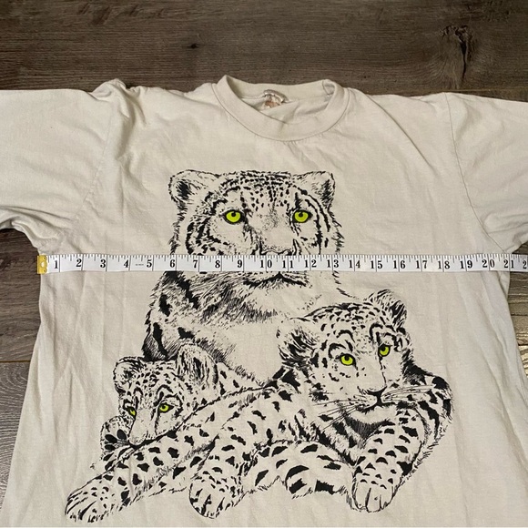 Vintage T-shirt dress / nightie snow leopard cat family 100 % Cotton Hong Kong - Picture 5 of 7